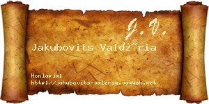 Jakubovits Valéria névjegykártya