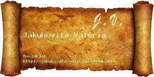 Jakubovits Valéria névjegykártya